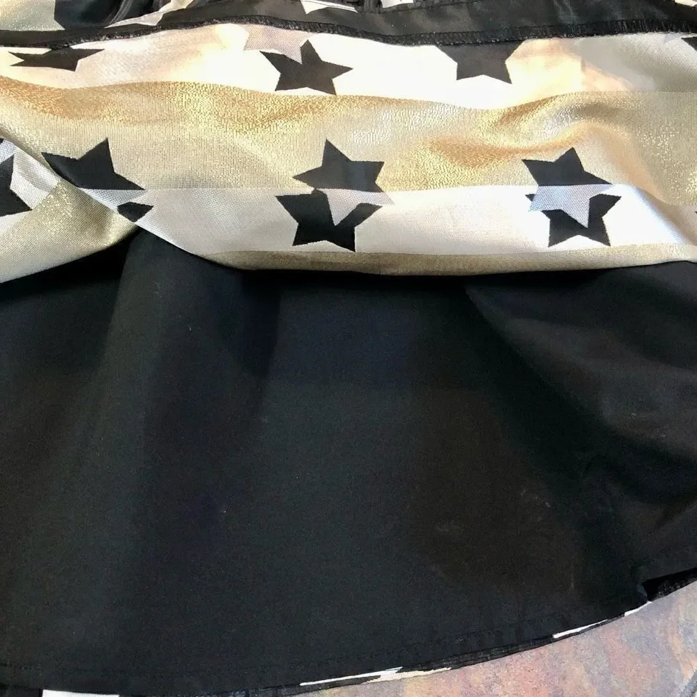 Gymboree Girl’s Black Dress Silver Gold Star with Sparkles Size 5